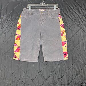 Women's Patchwork Shorts Reworked Corduroy Handmade Upcycled Boho Festival Sz. 6